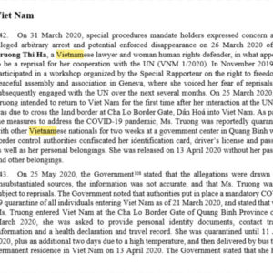 UN publishes reports of government intimidation and retaliation cases in Vietnam